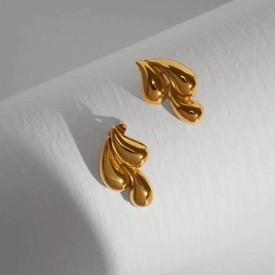 Triple Water Droplets Earrings - Diatoms