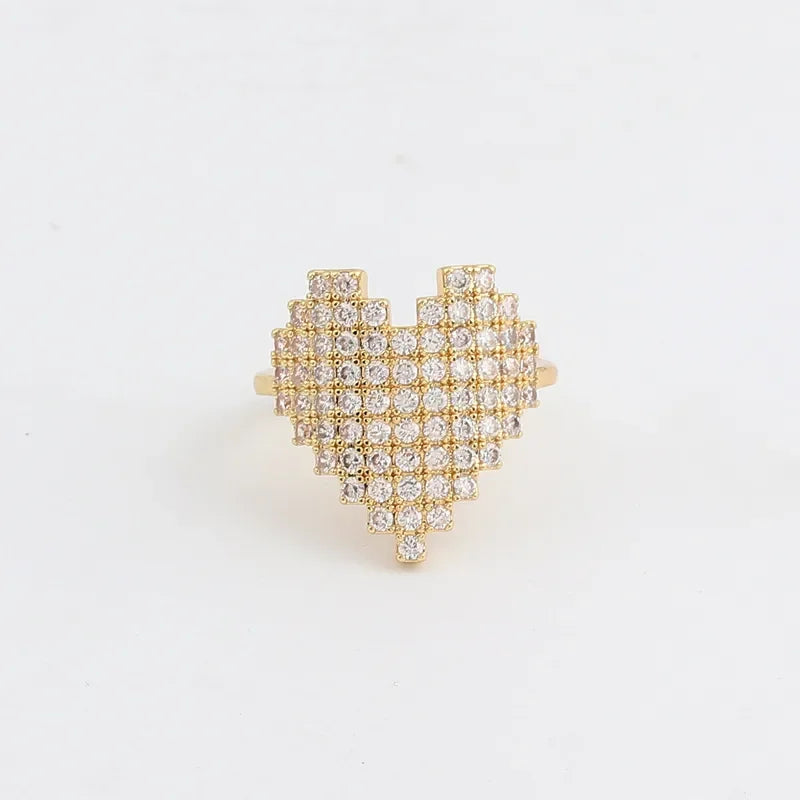 Heart Shape Adjustable Ring - Diatoms