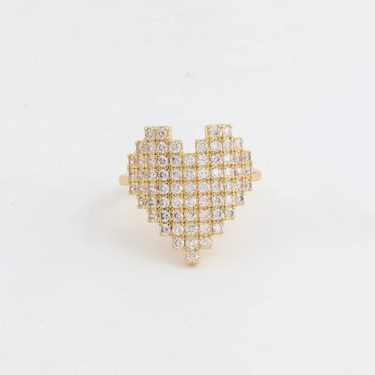 Heart Shape Adjustable Ring - Diatoms