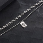 Diatoms Hip-Hop Retro Inlay Rhinestones Unisex Layered Necklace - Diatoms