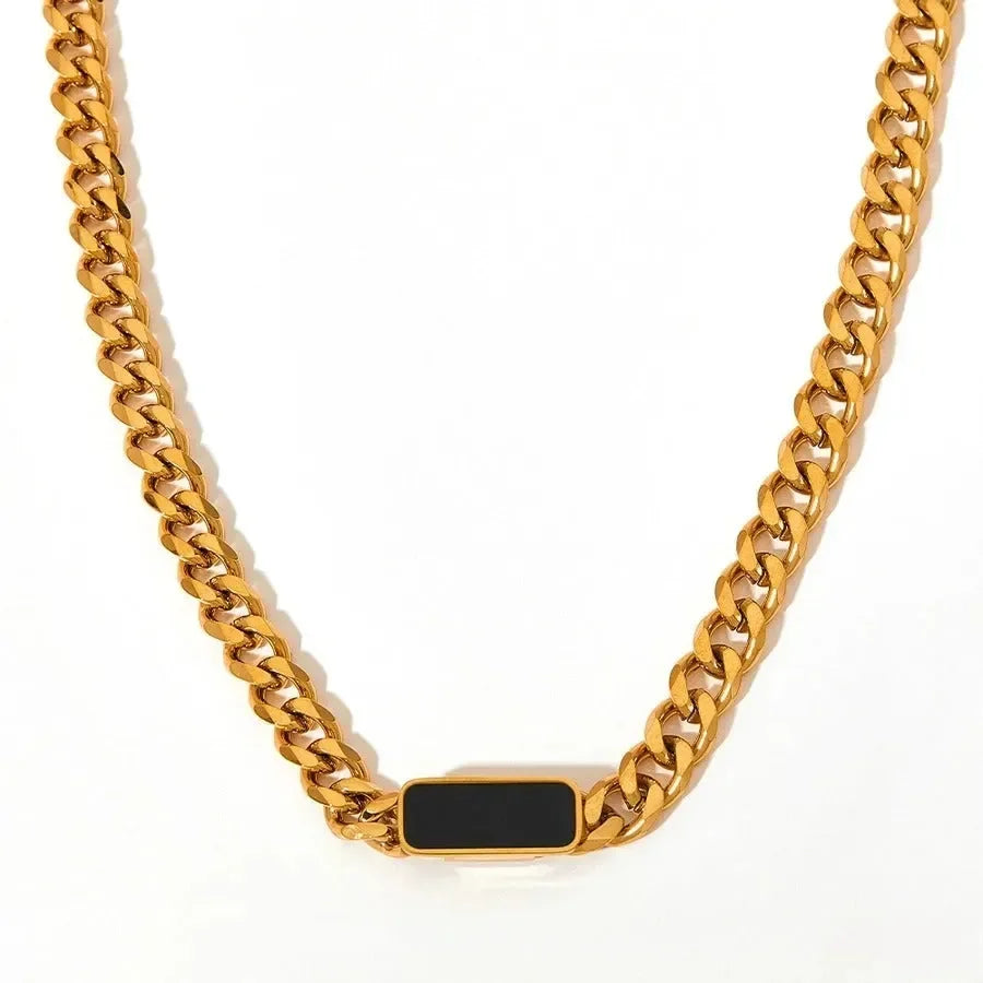 Black Cuban Chain Necklace - Diatoms