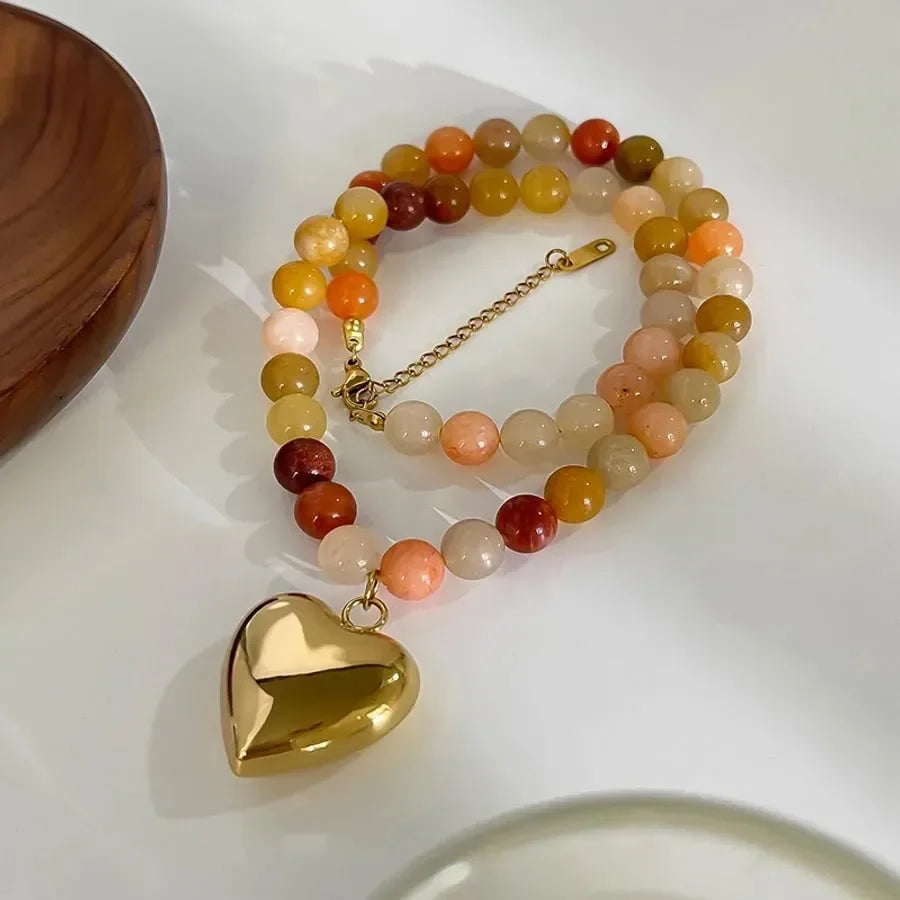 Luxy Natural Stone Beaded Necklace - Diatoms