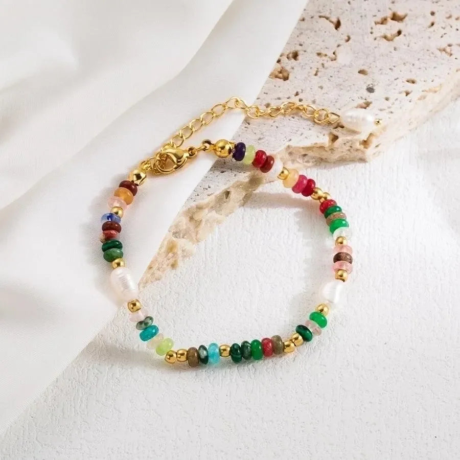 Cute Natural Pearl and stone Bracelet - Diatoms