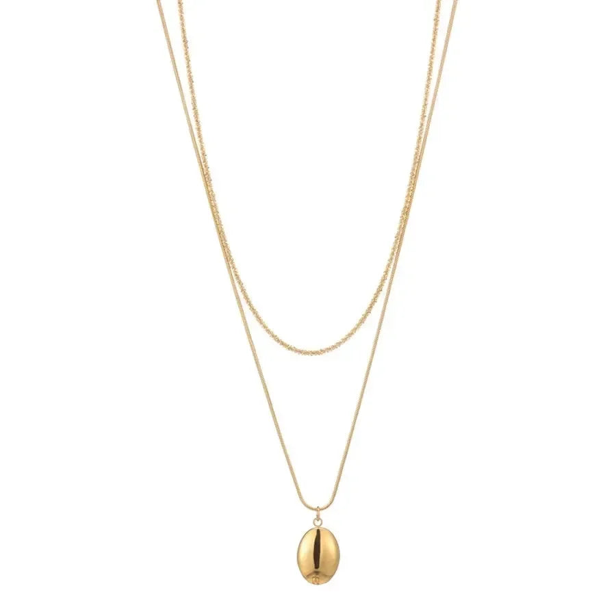 Luxy Double Layered Oval Necklace - Diatoms