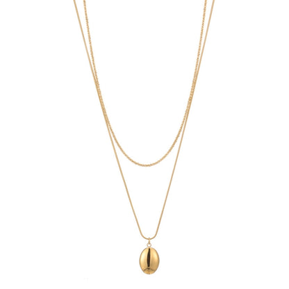 Luxy Double Layered Oval Necklace