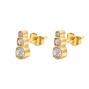 Round Gourd Rhinestones Ear Studs