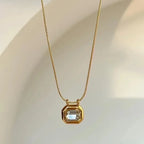 Retro Geometric Inlay Pendant - Diatoms