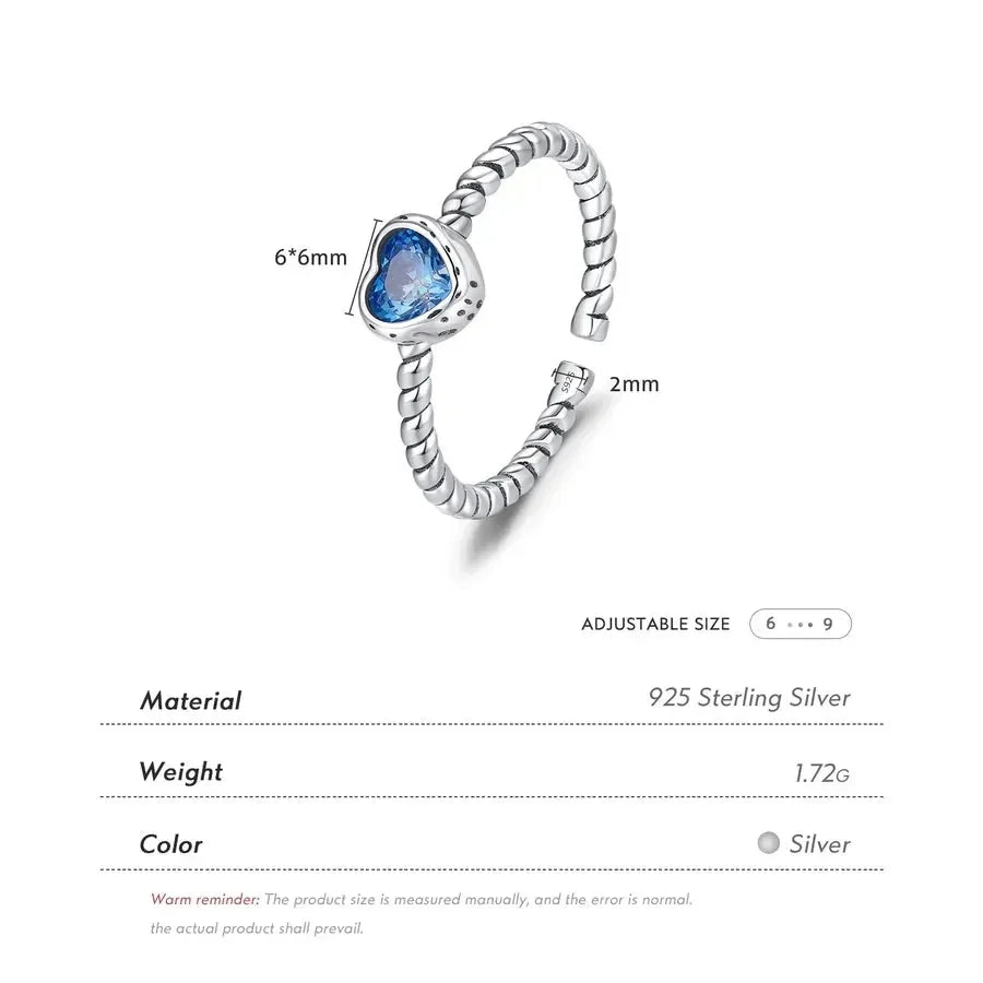 French Style Heart Shape Sterling Silver rings - Diatoms