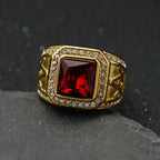 Diatoms Ethnic Red Stone Men's Rings - Diatoms
