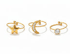 Star Moon Three-Piece Set Rings