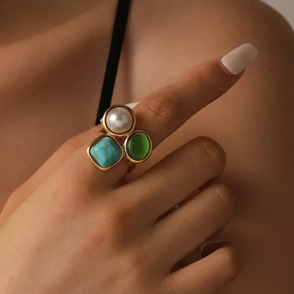 Retro Vintage Style Adjustable Ring - Diatoms