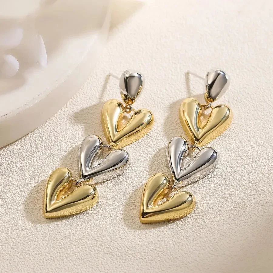 Commute Heart Shape Drop Earrings - Diatoms