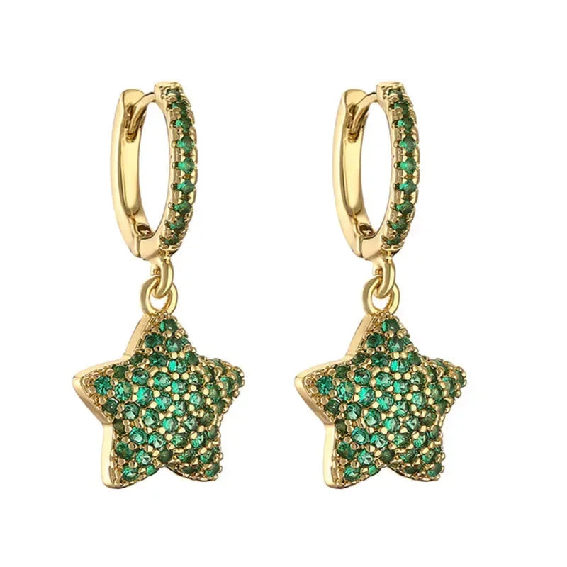 Midnight Gleam Golden Green Drop Earrings - Diatoms