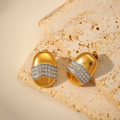 Glam Shiny Oval Ear Studs