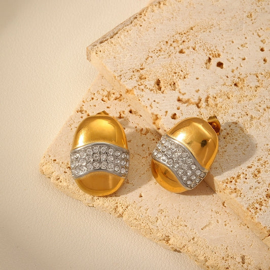 Glam Shiny Oval Ear Studs