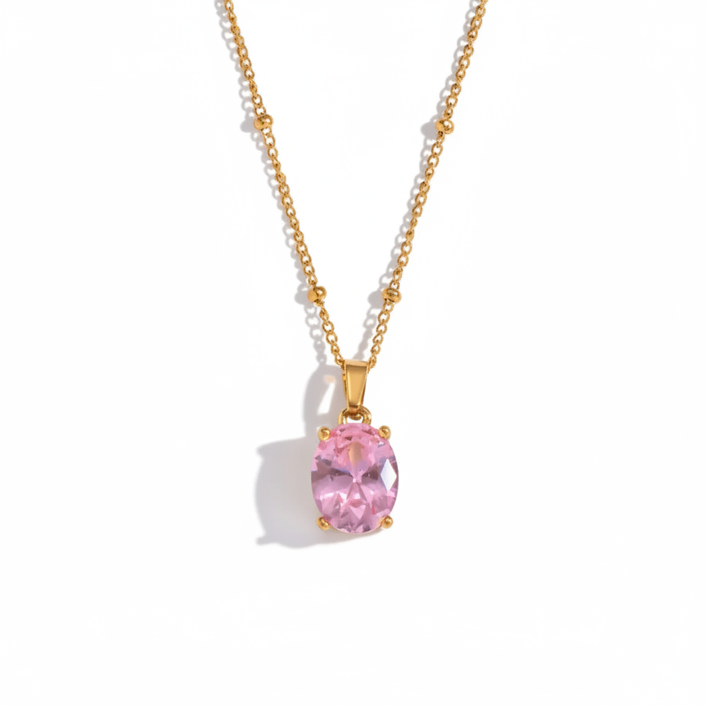 Rose Oval Diamond Necklace