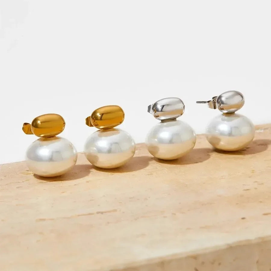 White Pearl Ear studs - Diatoms