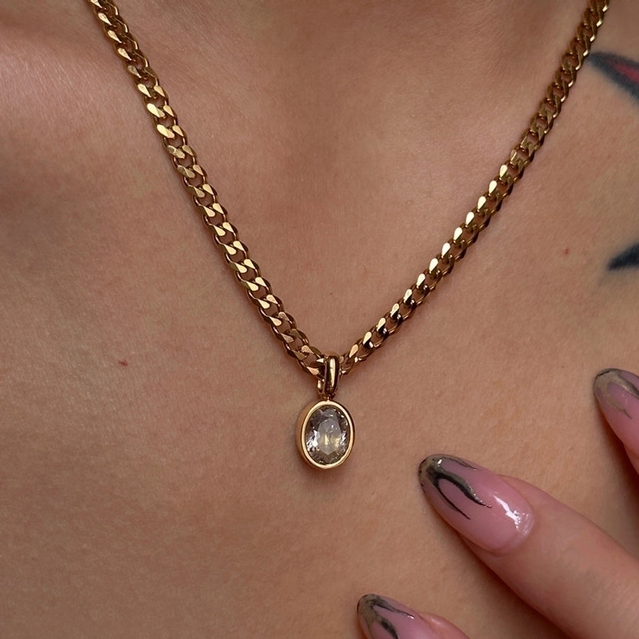 Modern Oval Chain Necklace