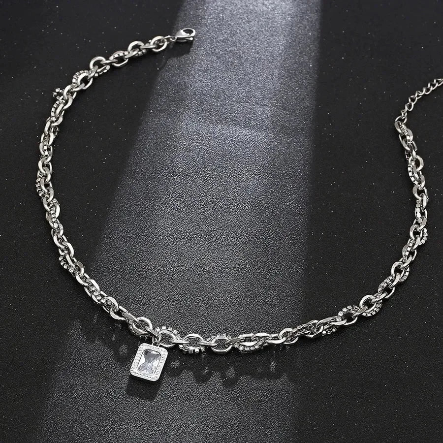 Diatoms Casual Hip-Hop Titanium Rhinestones Unisex Pendant - Diatoms