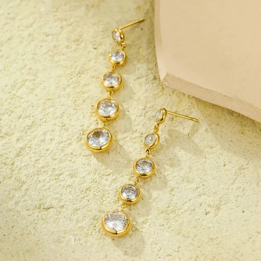 Radiant Long Fringed Diamond Dangler Earrings - Diatoms