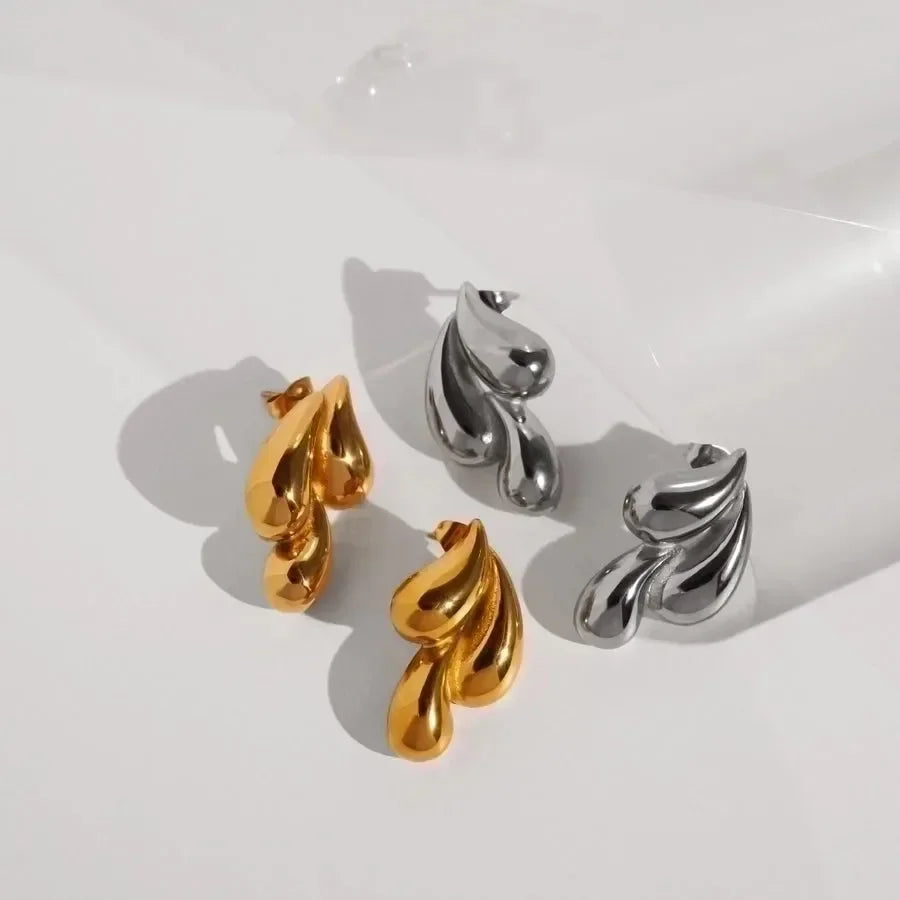 Triple Water Droplets Earrings - Diatoms