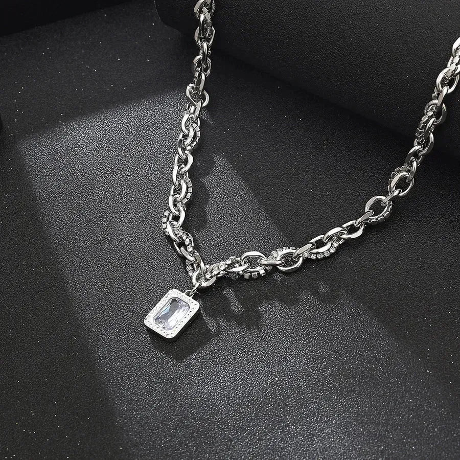 Diatoms Casual Hip-Hop Titanium Rhinestones Unisex Pendant - Diatoms