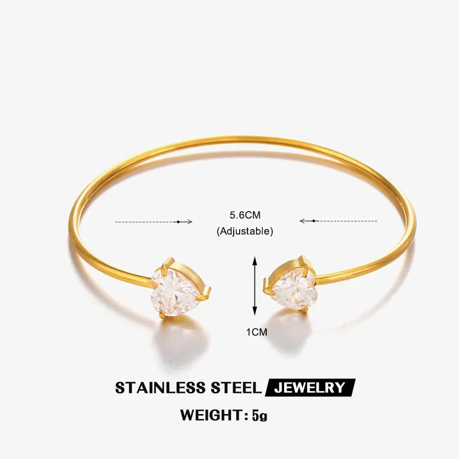 Heart Shape Zircon Bangle - Diatoms