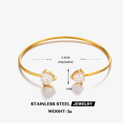 Heart Shape Zircon Bangle - Diatoms