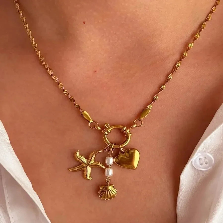 Blossom Starfish Heart Shape Necklace - Diatoms
