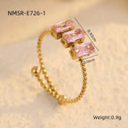 Shiny Square Zircon Open Rings - Diatoms