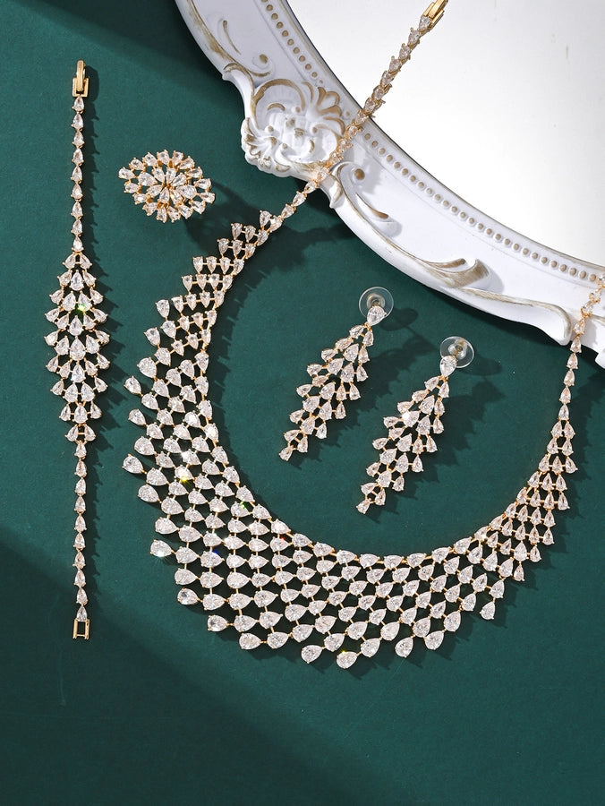 Luxurious Water Droplets Zircon Inlay Jewelry Set