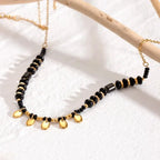 Black Crystal Hollow Beads Necklace - Diatoms