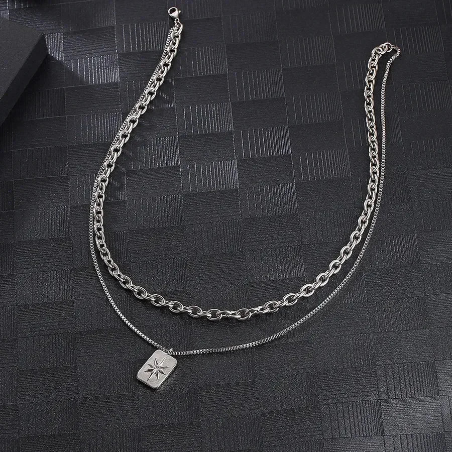 Diatoms Hip-Hop Retro Inlay Rhinestones Unisex Layered Necklace - Diatoms