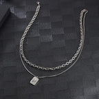 Diatoms Hip-Hop Retro Inlay Rhinestones Unisex Layered Necklace - Diatoms