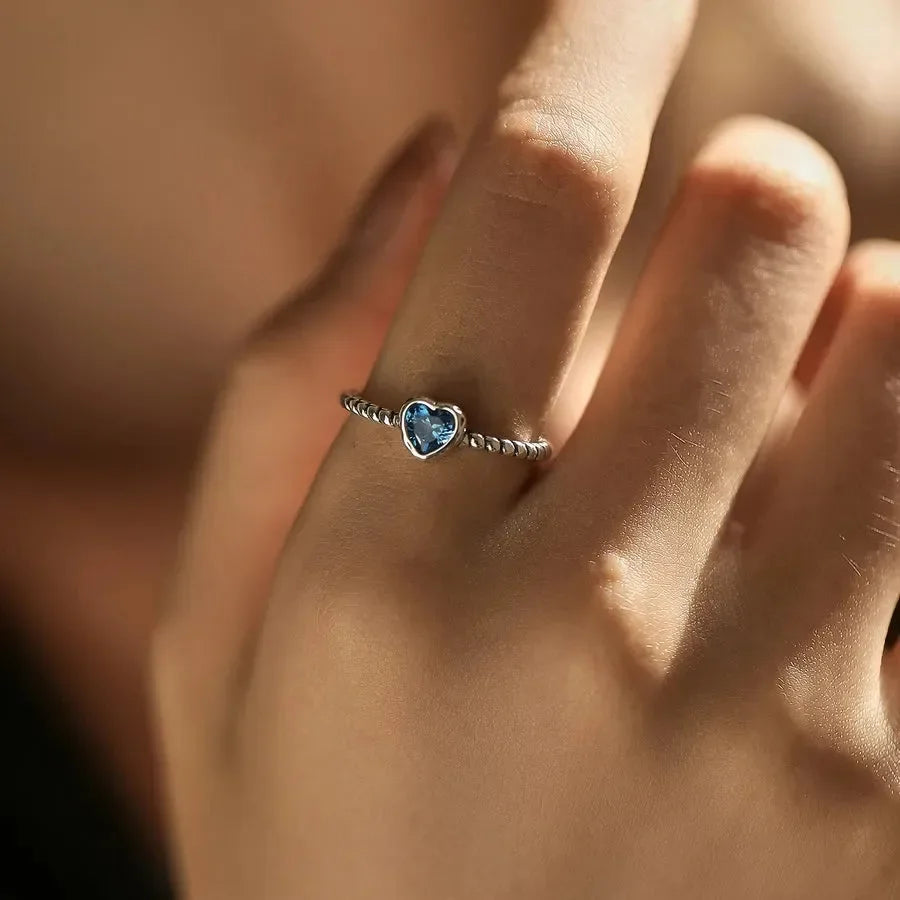 French Style Heart Shape Sterling Silver rings - Diatoms