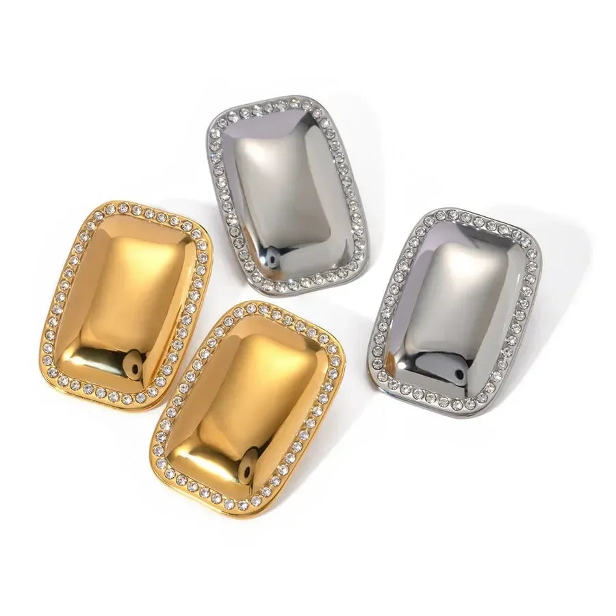 Artistic Rectangle Ear Studs - Diatoms