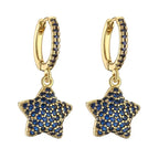 Midnight Gleam Golden Blue Drop Earrings - Diatoms