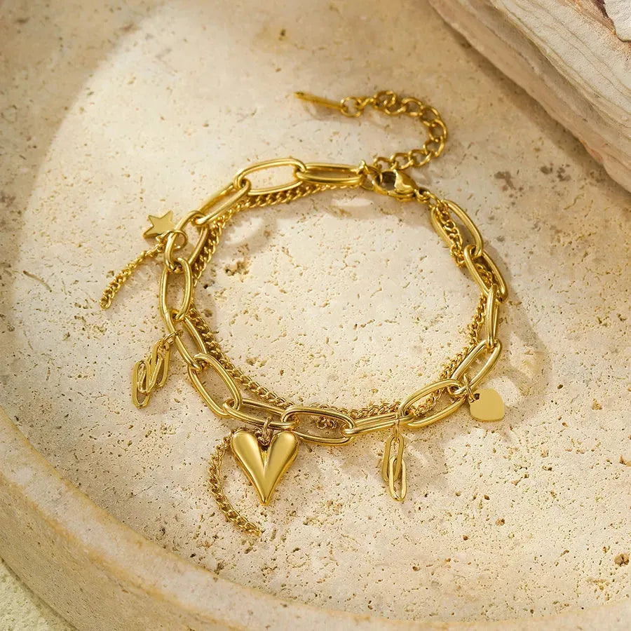 Star Heart Chainlink Bracelet - Diatoms