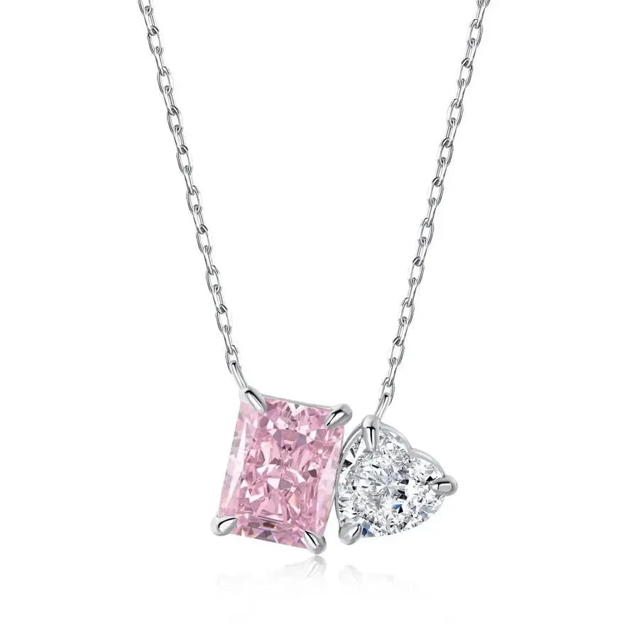 Luxy Silver Square Heart Shape Pendant - Diatoms