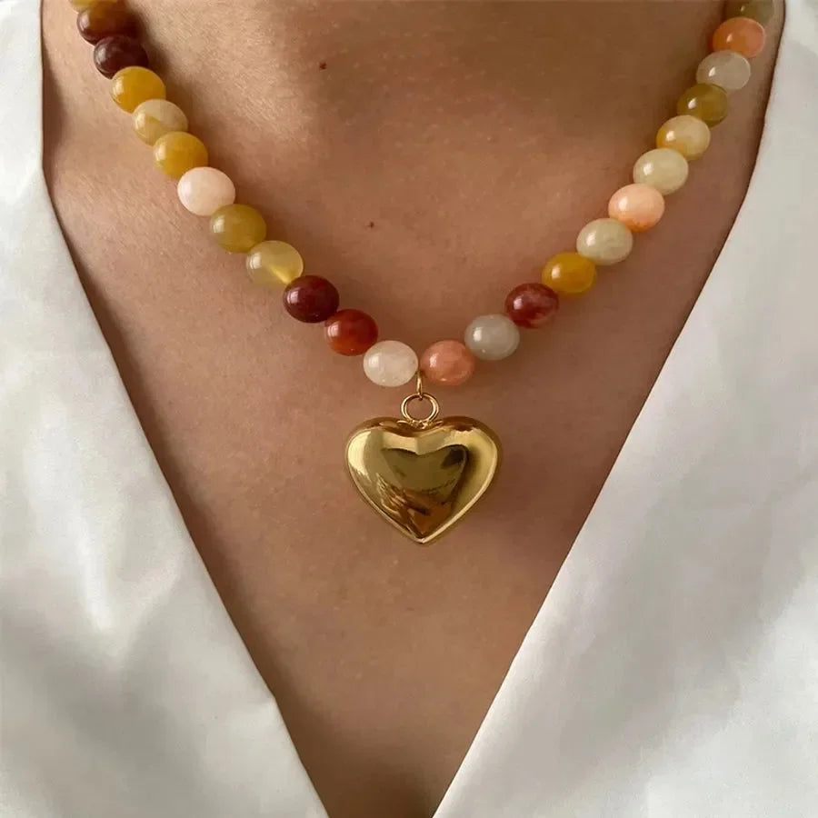 Luxy Natural Stone Beaded Necklace - Diatoms