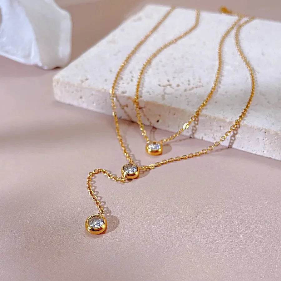 Double Layer Drop Necklace - Diatoms