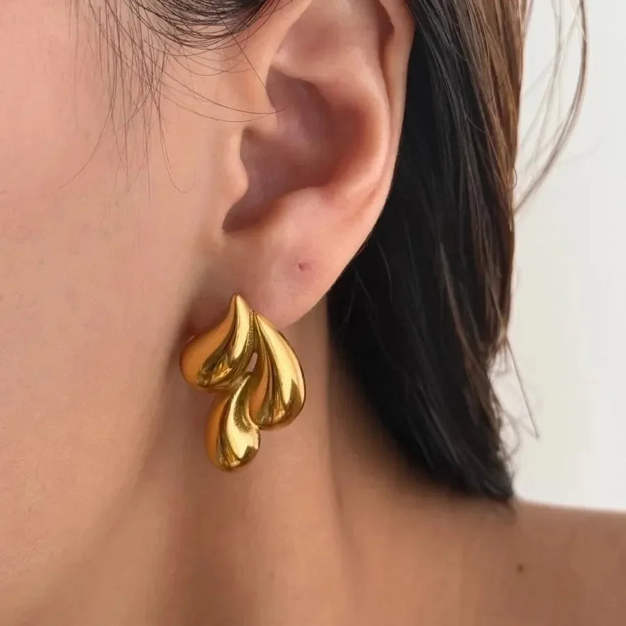 Triple Water Droplets Earrings - Diatoms