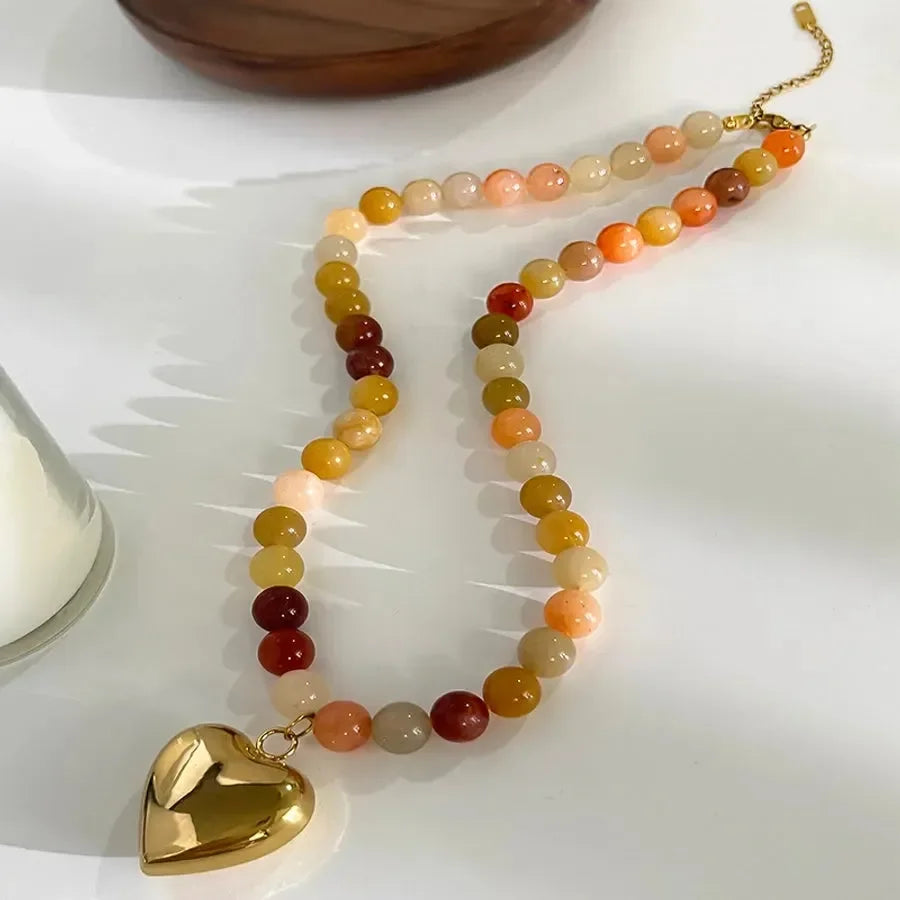 Luxy Natural Stone Beaded Necklace - Diatoms