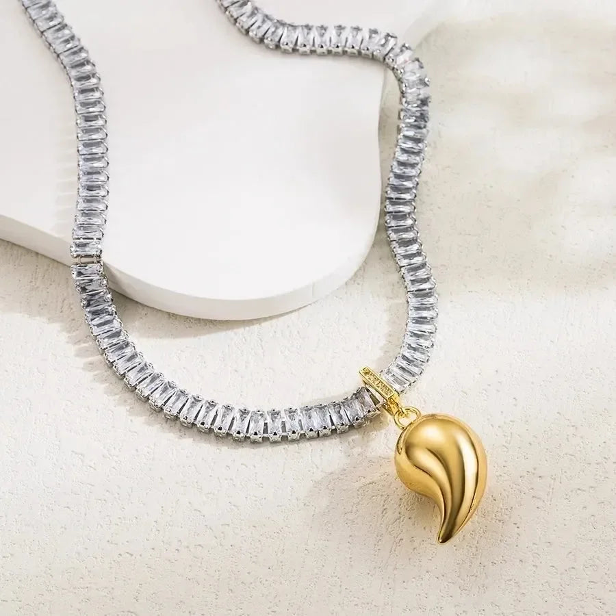 Three-dimensional Inlay Heart Shape Necklace - Diatoms