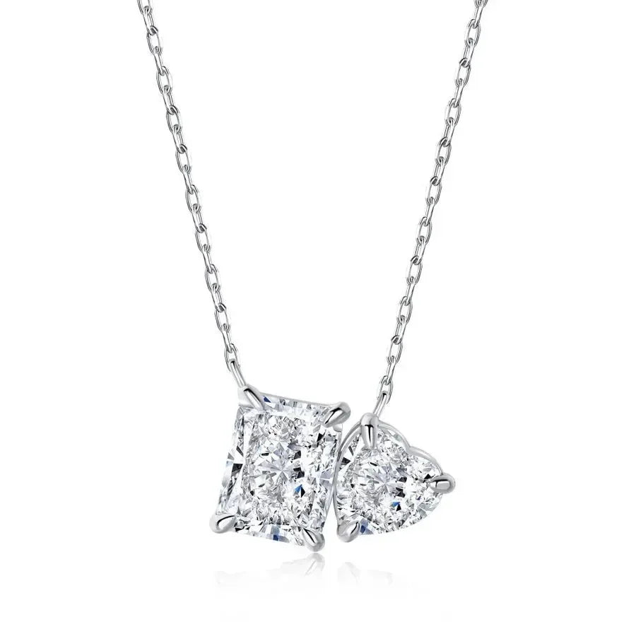 Luxy Silver Square Heart Shape Pendant - Diatoms