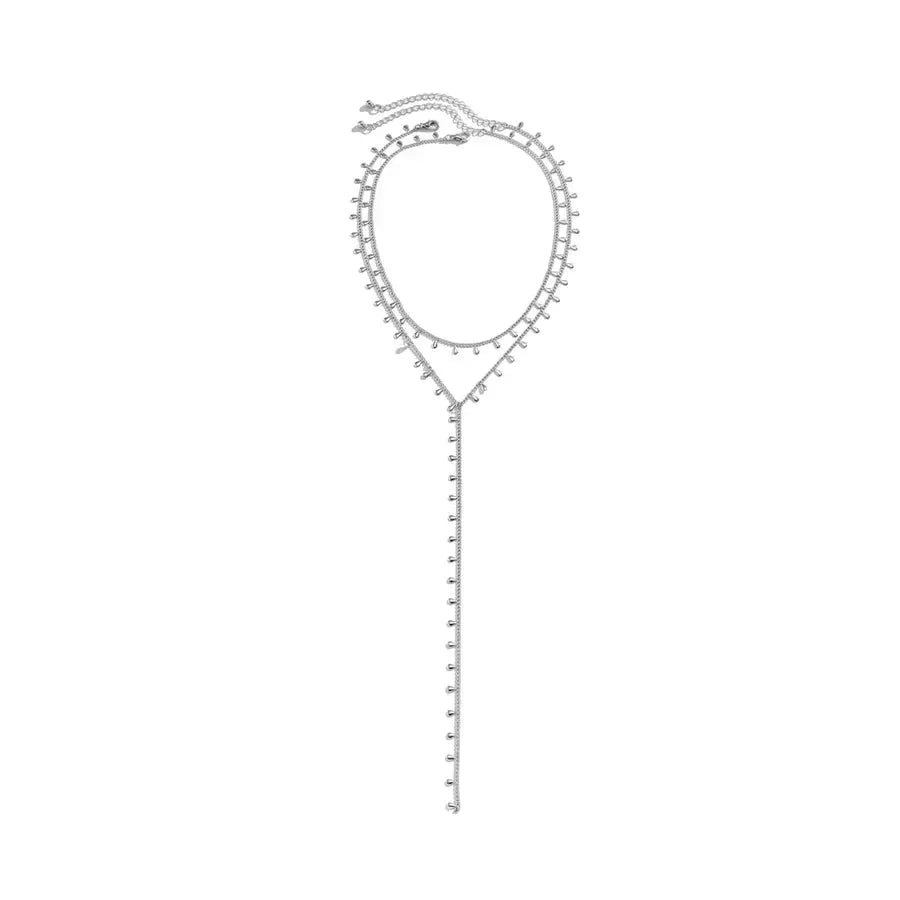 Classic Layered Tassel Water Droplets Long Necklace - Diatoms