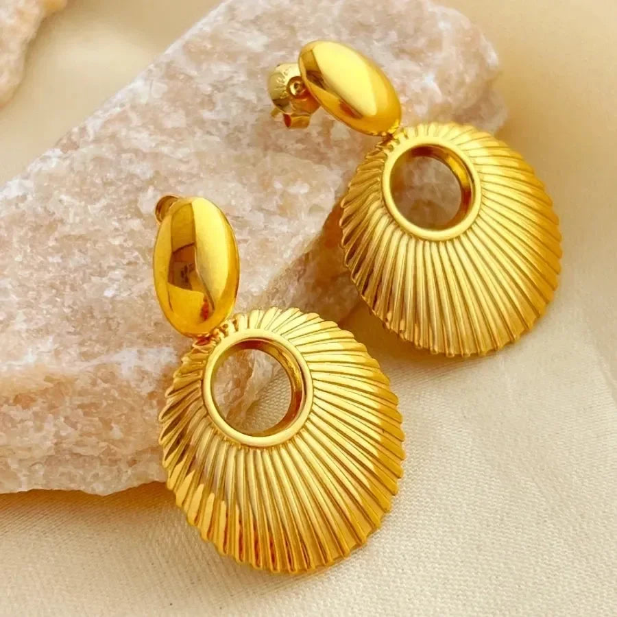 Oval Shell Drop Earrings - Diatoms