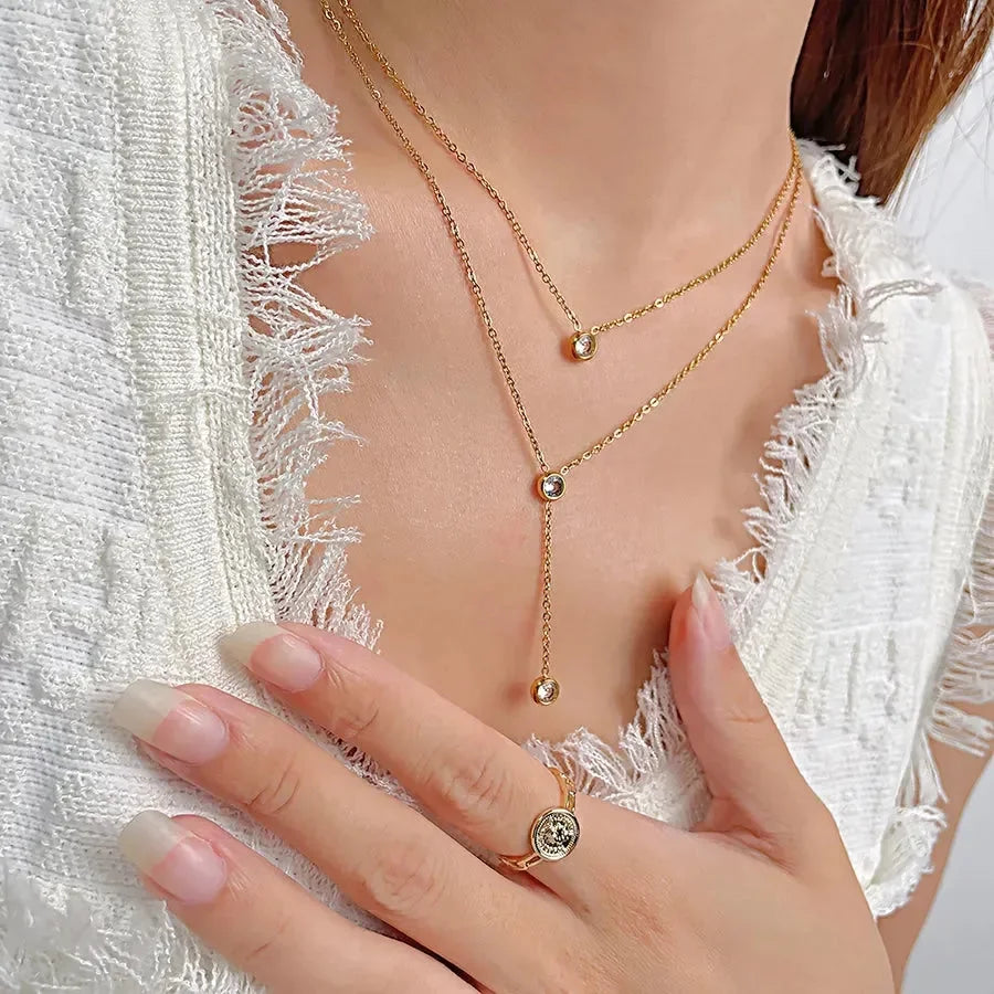 Double Layer Drop Necklace - Diatoms