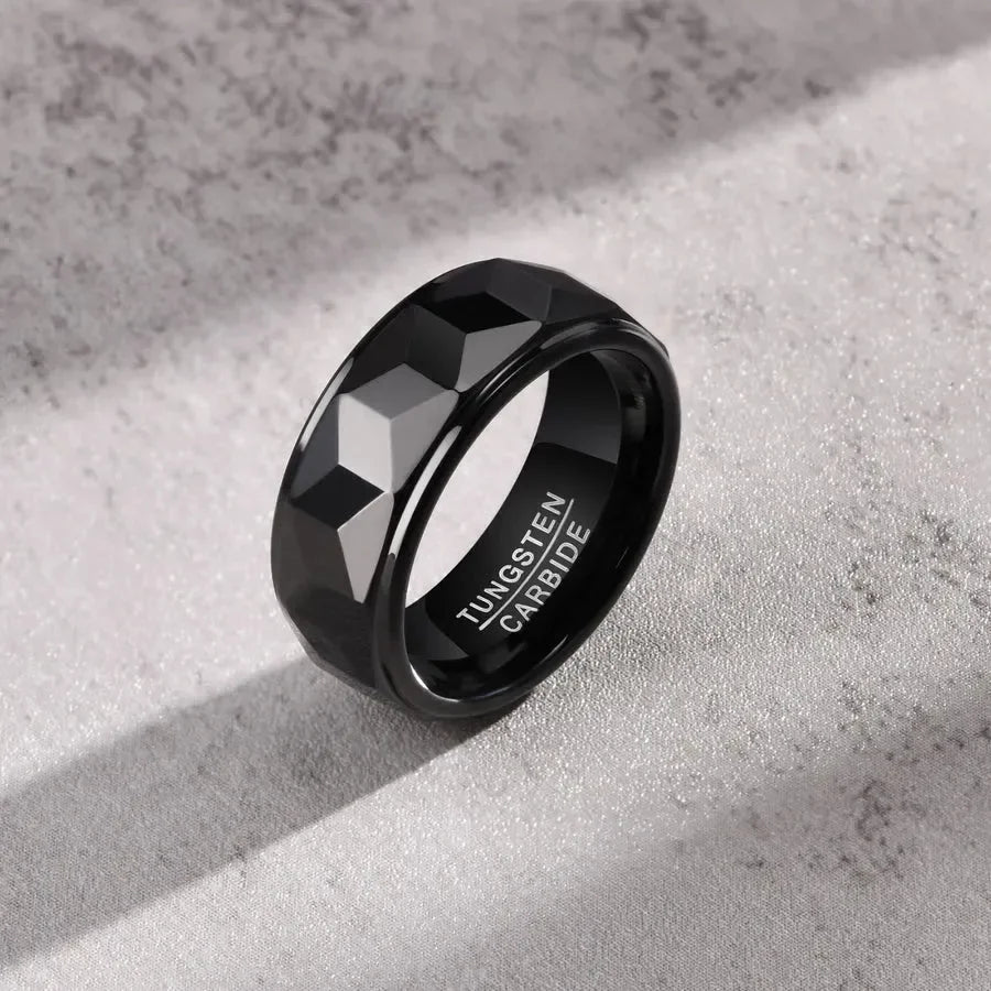 Men's Black Rings - Diatoms