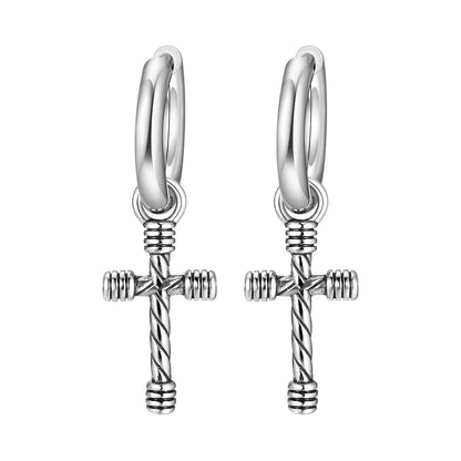 Diatoms Vintage Cross Earrings